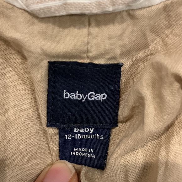 Baby Gap Beige Striped Blazer with Two Front Pockets and Button Closures 12-18M - Picture 5 of 7